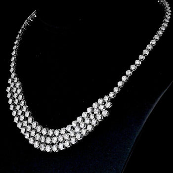 40 Carat Round Cut Diamond Platinum 3 Row Chandelier Necklace – Assay Jewelers