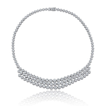 40 Carat Round Cut Diamond Platinum 3 Row Chandelier Necklace – Assay Jewelers