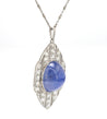 45 Carat Star Sapphire Ceylon No Heat Blue Art Deco Pendant
