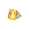 47.10 Carat No-Heat Yellow Sapphire & Old Euro Diamond Vintage Ring