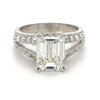 4.01 Carat G/SI1 Emerald Cut Lab Diamond In Split Shank Diamond Side Stone 14K White Gold Ring