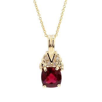 4.02 Carat Cushion Rhodolite Garnet 14K Gold Solitaire Pendant – Assay Jewelers