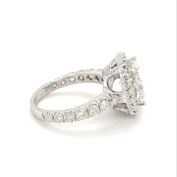 4.03 Carat Cushion Cut Lab Diamond Halo Ring 14K White Gold – Assay Jewelers