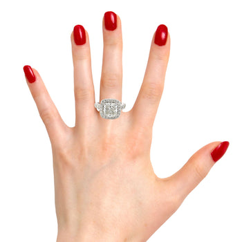 4.03 Carat Cushion Cut Lab Diamond Halo Ring 14K White Gold – Assay Jewelers
