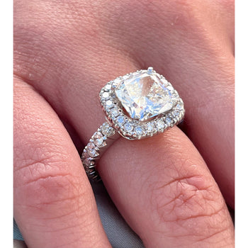 4.03 Carat Cushion Cut Lab Diamond Halo Ring 14K White Gold – Assay Jewelers
