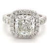 4.03 Carat Cushion Cut Lab Diamond Halo Ring 14K White Gold
