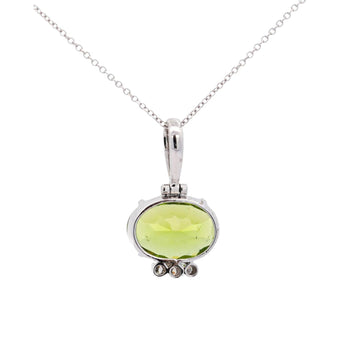 4,09 Carati di Peridoto Pendant in Oro Bianco 18K con Catena a Maglia Forzatina – Assay Jewelers