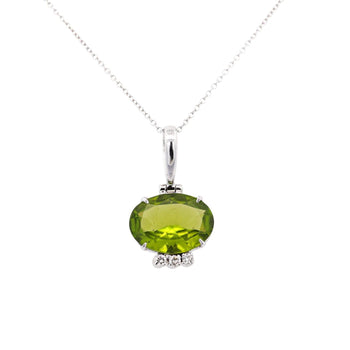 4,09 Carati di Peridoto Pendant in Oro Bianco 18K con Catena a Maglia Forzatina – Assay Jewelers