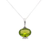 4,09 Karat Peridot Pendant Halskette in 18K Weißgold mit Kettenkabel