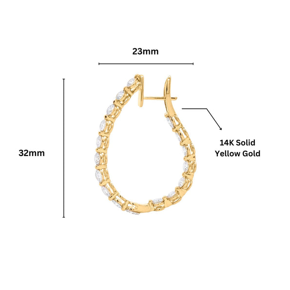 4.13 Carat Lab Grown Diamond in 14K Gold Inside-Out Diamond Hoop Earrings