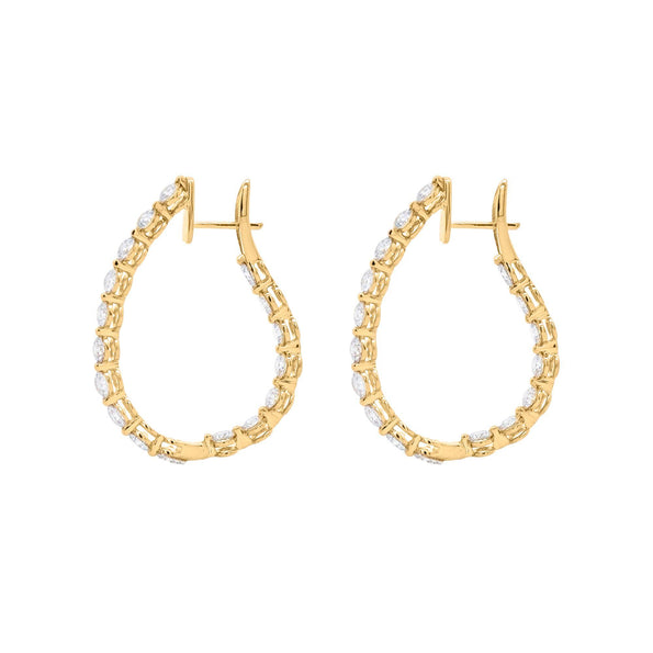 4.13 Carat Lab Grown Diamond in 14K Gold Inside-Out Diamond Hoop Earrings