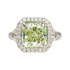4,26 Karat Radiant Cut Fancy Yellowish Green SI1 Reinheit Diamant Ring