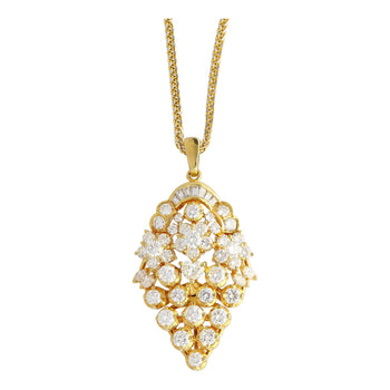 5 CTTW Diamond Cluster Multi Cut Pendant in 18K Yellow Gold Necklace – Assay Jewelers