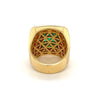5 Carat Emerald Mens Ring With Round Diamond Halo in 18k Yellow Gold