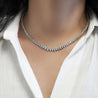 5 Carat Round Cut Diamond Platinum 2-Row Teardrop Tennis Necklace