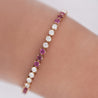 5 Carat Ruby and Lab Grown Diamond 3-Prong 14K Gold Tennis Bracelet