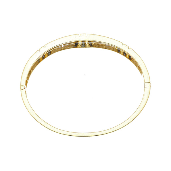 Bracelet jonc en saphir bleu de 5.09 carat et diamants en or jaune 18k
