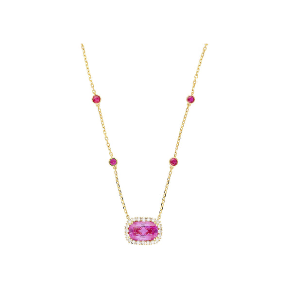 5.10 Carat No Heat Ceylon Pink Sapphire East West Floating Necklace