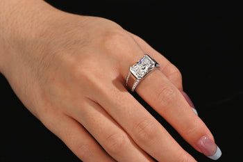 5.28 Carat Radiant Cut Vivid Pink Lab Diamond East West Half Bezel Ring – Assay Jewelers