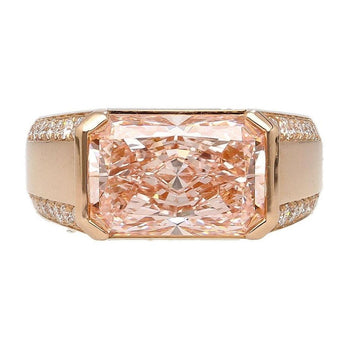 5.28 Carat Radiant Cut Vivid Pink Lab Diamond East West Half Bezel Ring – Assay Jewelers