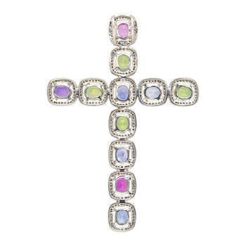 5.39 Carat Multicolored Natural Sapphire & Diamond Cross Pendant – Assay Jewelers