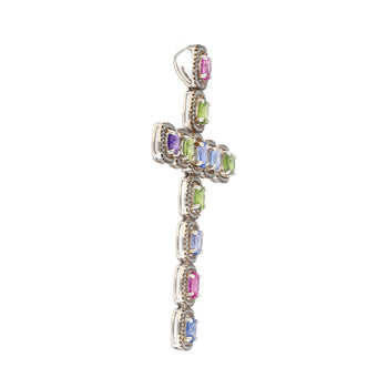 5.39 Carat Multicolored Natural Sapphire & Diamond Cross Pendant – Assay Jewelers