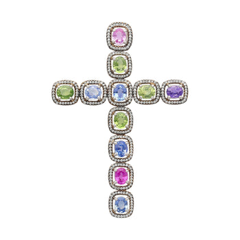5.39 Carat Multicolored Natural Sapphire & Diamond Cross Pendant – Assay Jewelers