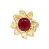 5.46 Carat Burma Ruby No Heat AGL Certified and Fancy Yellow Diamond Ring