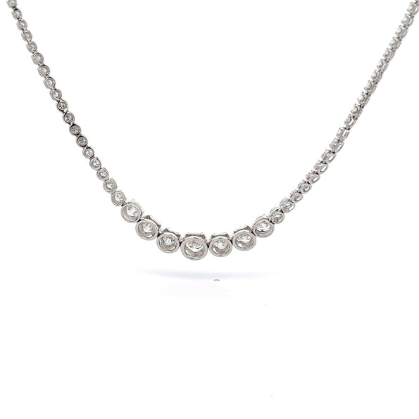 5.5 Carat Diamond White Gold Graduated Riviera Cupcake Tennis Necklace