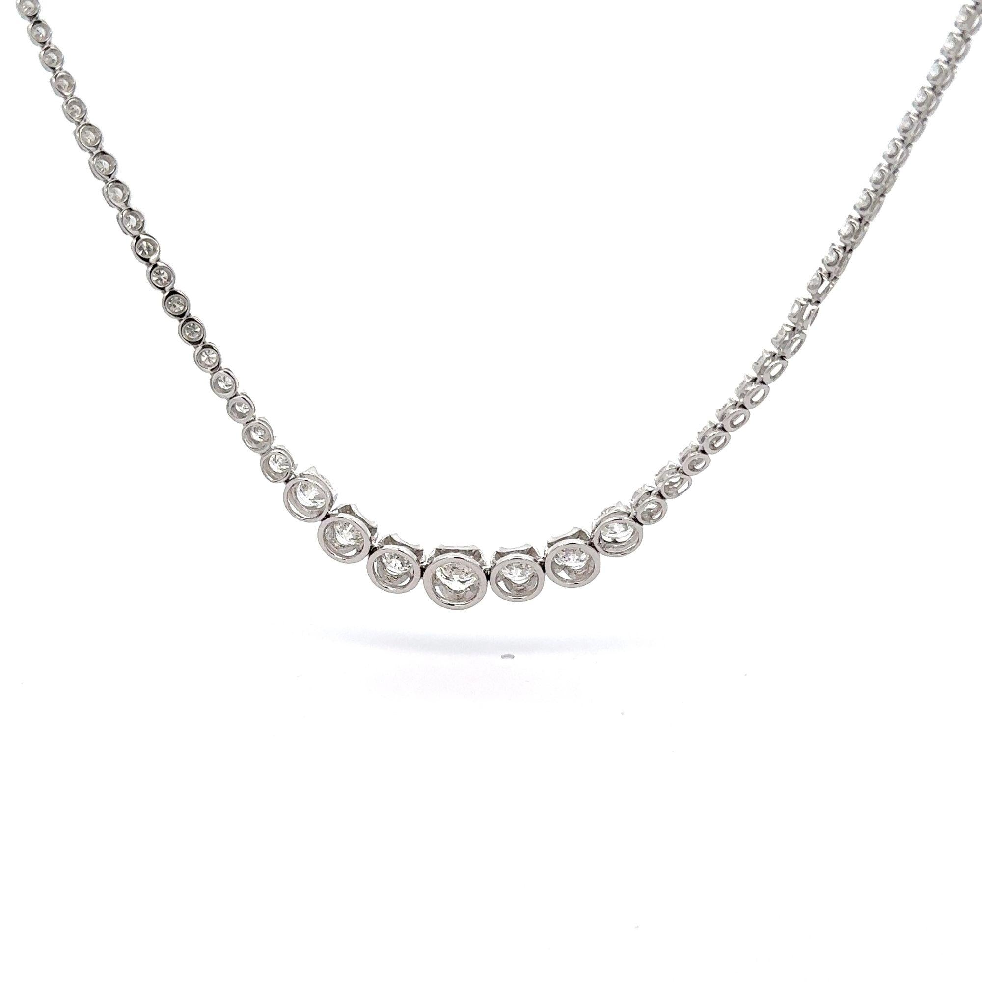 5.5 Carat Diamond White Gold Graduated Riviera Cupcake Tennis Necklace