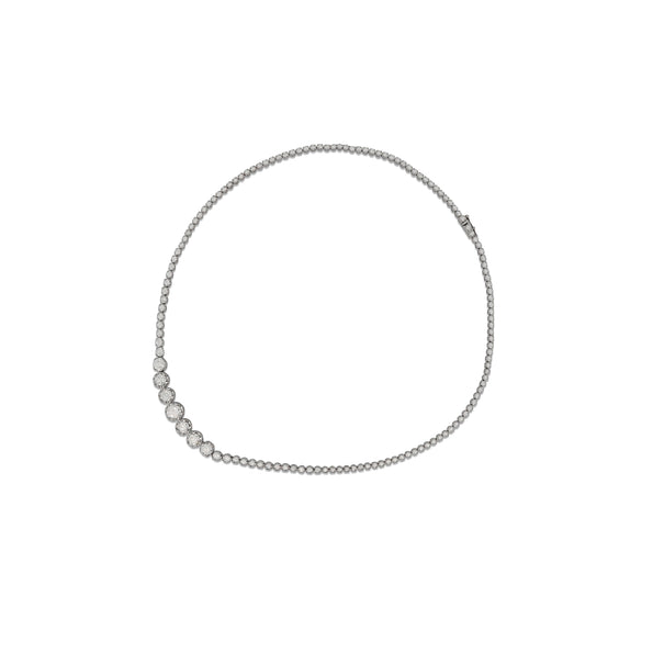 5.5 Carat Diamond White Gold Graduated Riviera Cupcake Tennis Necklace