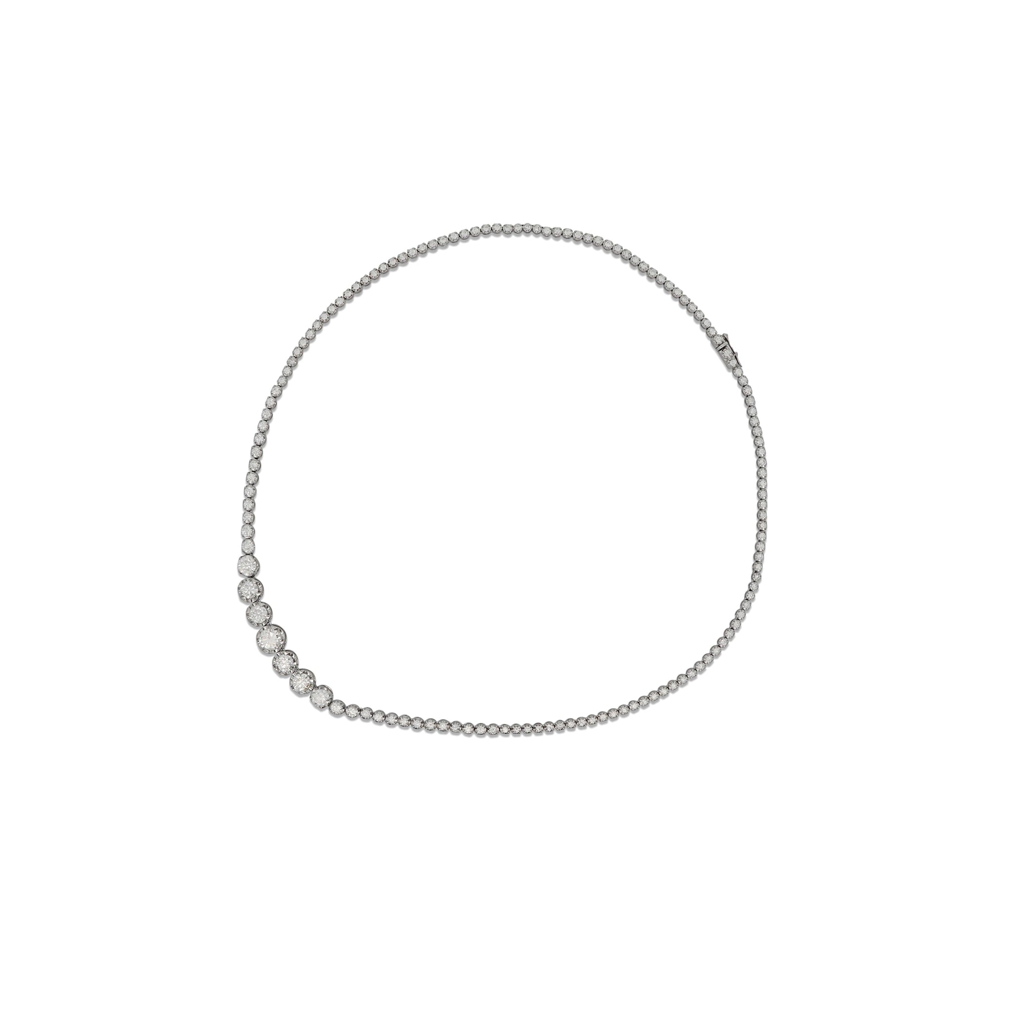 5.5 Carat Diamond White Gold Graduated Riviera Cupcake Tennis Necklace