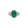 5,5 Karat Ovalschliff Smaragd & Diamant 18K Weißgold Filigran Crossover Ring