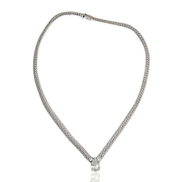 5.62 Carat Pear Diamond Solitaire Drop Pendant Necklace 18K White Gold