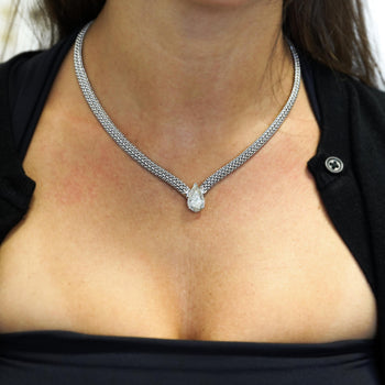 5.62 Carat Pear Diamond Solitaire Drop Pendant Necklace 18K White Gold – Assay Jewelers