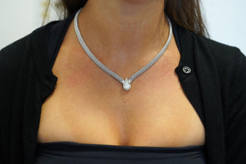 5.62 Carat Pear Diamond Solitaire Drop Pendant Necklace 18K White Gold – Assay Jewelers