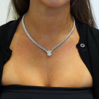 5.62 Carat Pear Diamond Solitaire Drop Pendant Necklace 18K White Gold – Assay Jewelers