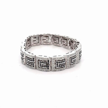 5.75 Carat Black & White Diamond in 18K White Gold Greek Key Bracelet – Assay Jewelers
