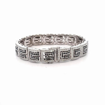 5.75 Carat Black & White Diamond in 18K White Gold Greek Key Bracelet – Assay Jewelers