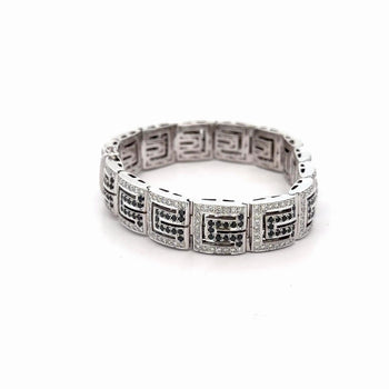 5.75 Carat Black & White Diamond in 18K White Gold Greek Key Bracelet – Assay Jewelers