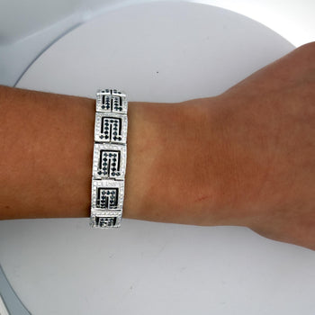 5.75 Carat Black & White Diamond in 18K White Gold Greek Key Bracelet – Assay Jewelers