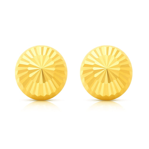 5mm Half Sphere Ball 14K Gold Diamond Cut Studs