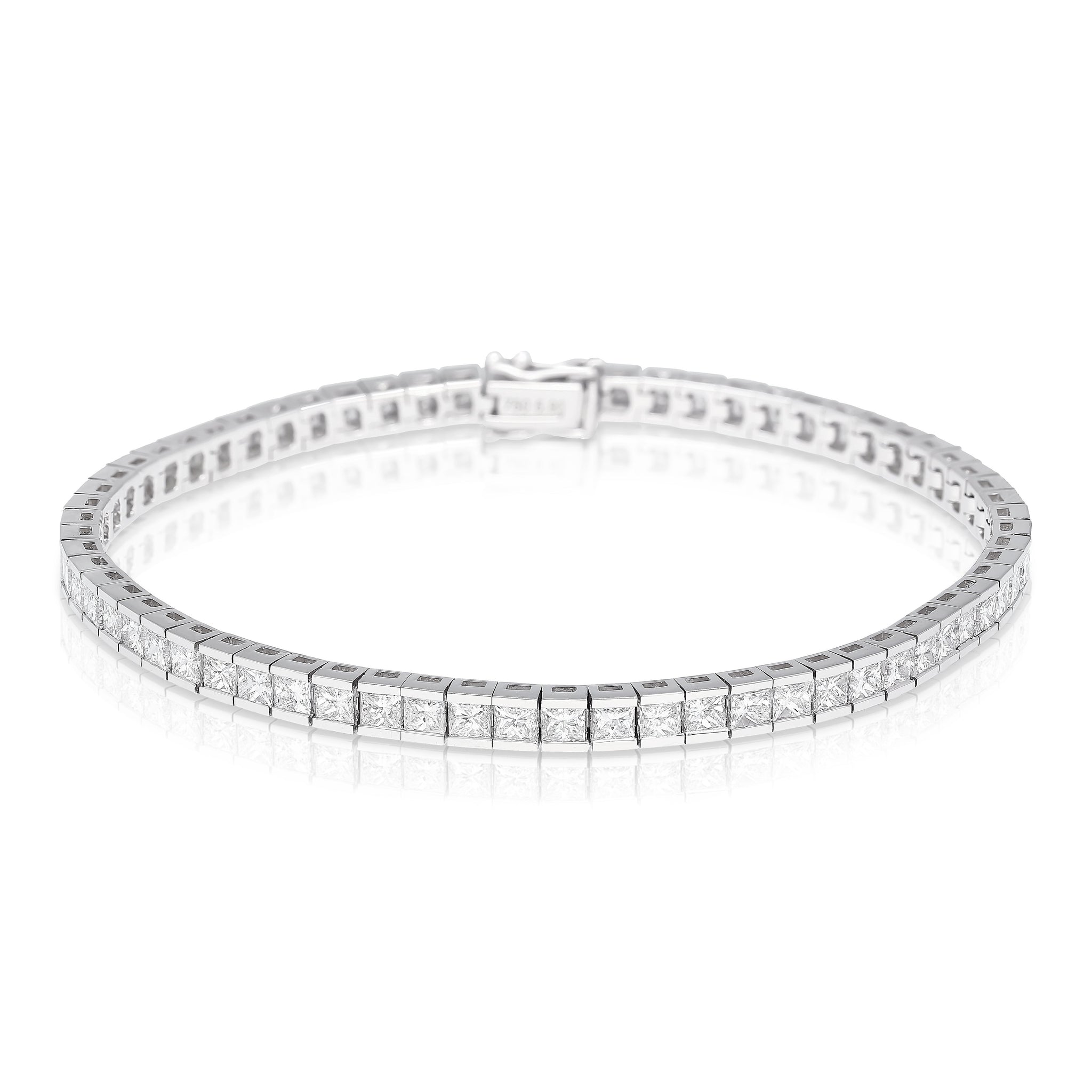 6 Carat Diamond Princess Cut Diamond Half Bezel Channel Tennis Bracelet