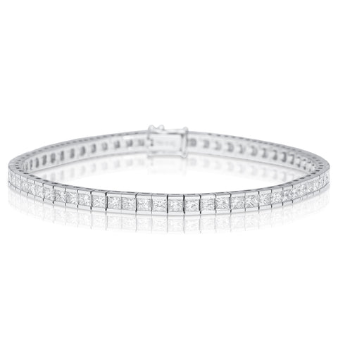 6 Carat Diamond Princess Cut Diamond Half Bezel Channel Tennis Bracelet