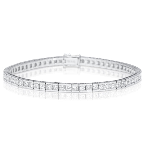 6 Carat Diamond Princess Cut Diamond Half Bezel Channel Tennis Bracelet