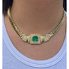 6 Carat Natural Colombian Emerald & Diamond Choker Necklace 18 Karat Gold - RS