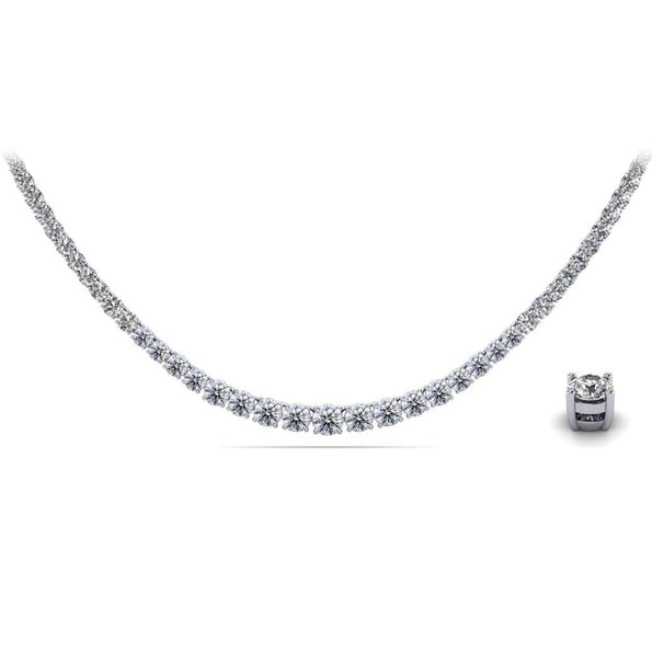 6 carats Collier tennis Riviera dégradé en diamants naturels, platine, 17", 4 griffes