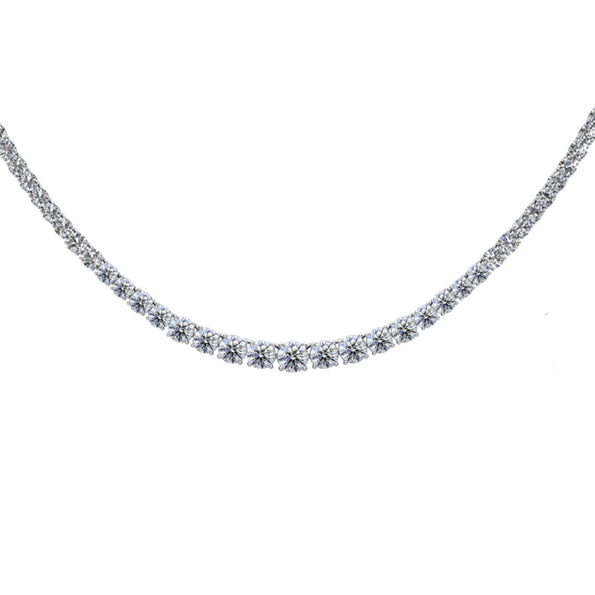 Collier rivière tennis gradué en diamants naturels 6 carats, platine, 17" à 4 griffes