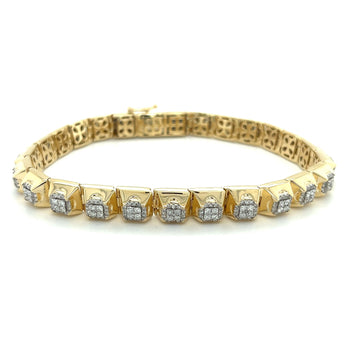 alt
Bracciale da uomo in oro massiccio 14K bicolore con maglie quadrate e diamanti, 6 carati totali – Assay Jewelers