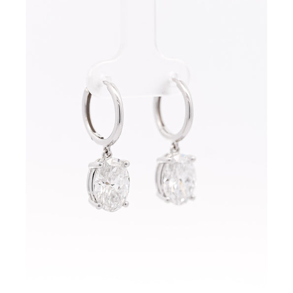 6.34 Carat Oval Cut IGI Certified CVD Lab Diamond Drop Earrings